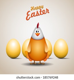 Happy easter chicken mama, Funny chicken egg, vector card