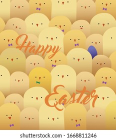 Feliz Pascua/Pollo/Juego de lindos pollos de dibujos animados para el diseño de la Semana Santa / Dibujo vectorial