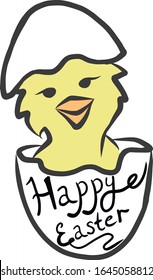 
happy easter chicken vector lettering