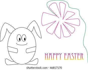 Happy Easter. Children's drawings: egg or rabbit?..