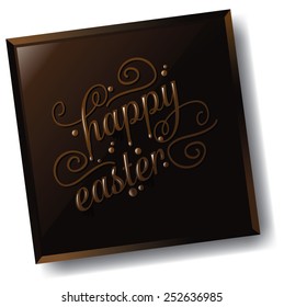 Happy Easter chocolate candy with fancy chocolate lettering. EPS 10 Vector royalty free stock illustration for greeting card, marketing, poster, design, blog, invitation, social media