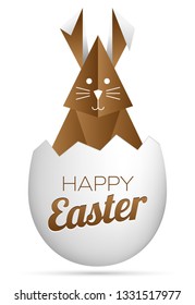 Happy Easter chocolate egg with rabbit