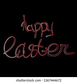 Happy Easter. Christ Is Risen. Paint brush invitation template. Funny Easter red inscription on black background. Hand drawing, sketch. Hand drawn invitation graphic. Celebrate backdrop.