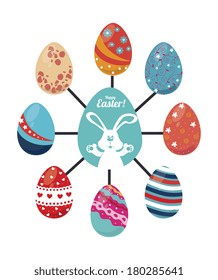 happy easter circle design over white background vector illustration