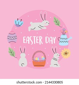 happy easter circular frame card