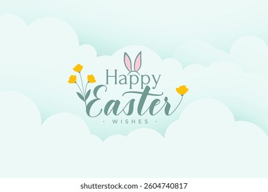 happy easter cloudy background with for social post vector