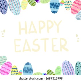 Happy Easter collection with eggs and rabbits