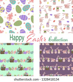 Happy Easter collection, included four seamless patterns. 