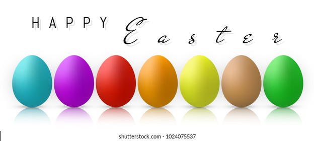 Happy Easter, Color Eggs Collection With Gradient Mesh, design template, Vector Illustration.