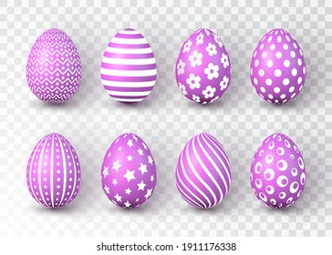 Feliz Pascua. Color Huevos de Pascua sobre fondo transparente. Ilustración vectorial.