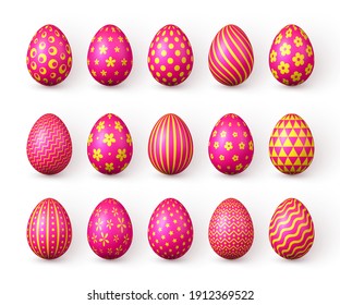 Happy Easter. Color Easter eggs on white background. Vector illustration.