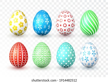 Feliz Pascua. Color Huevos de Pascua sobre fondo transparente. Ilustración vectorial.