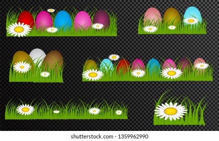 Happy Easter. Color Easter eggs set with different patterns. Set of Easter eggs with different texture on a white background.Spring holiday. Vector Illustration.Happy easter eggs 