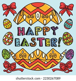 Happy Easter Colored Cartoon Illustration
