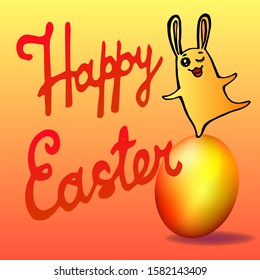 happy easter colored vector image bunny and egg
