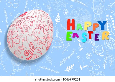 Happy Easter colorful background with eggs.