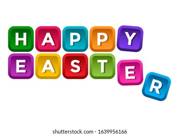 Happy Easter. Colorful buttons with white letters. Vector illustration