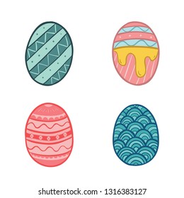Happy Easter, Colorful Easter Egg, Striped and colored easter egg vector, hand drawn colored easter egg vector