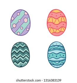 Happy Easter, Colorful Easter Egg, Striped and colored easter egg vector, hand drawn colored easter egg vector