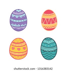 Happy Easter, Colorful Easter Egg, Striped and colored easter egg vector, hand drawn colored easter egg vector