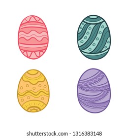 Happy Easter, Colorful Easter Egg, Striped and colored easter egg vector, hand drawn colored easter egg vector
