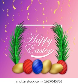Happy easter and colorful eggs background, Holidays background.