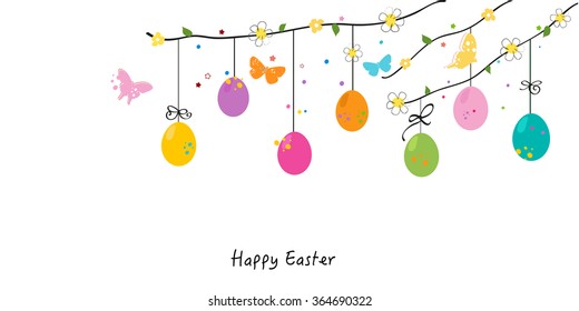 Happy Easter Colorful Eggs border design vector