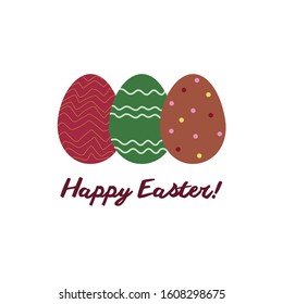 Happy Easter. Colorful Easter eggs. Flat style vector illustration.