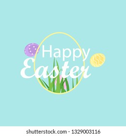 Happy Easter colorful eggs greeting card, ad, promotion, poster, flyer, web-banner, article