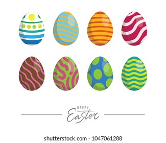 Happy Easter. Colorful Easter eggs vector on white background