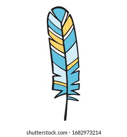 Happy Easter colorful feather icon. Hand drawn illustration of Happy Easter colorful feather vector icon for web design