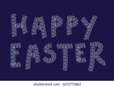 Happy Easter, colorful handwriting type