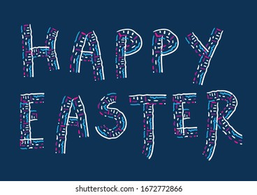 Happy Easter, colorful handwriting type