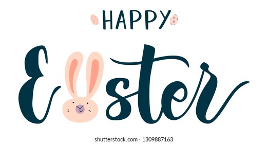 Happy Easter. Colorful lettering card. Eps 10.