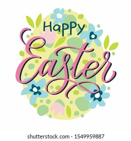 Happy Easter colorful lettering. Design for greeting card, banner, poster. Vector illustration.