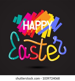 Happy Easter colorful lettering for greeting card. Vector illustration