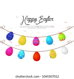 Happy Easter colorful lettering. Easter vector illustration