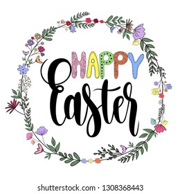 Happy Easter colorful lettering,holiday design.Vector illustration.For greeting card,promotion,poster,flyer,web-banner, invitation,cover,wallpaper,card,template.