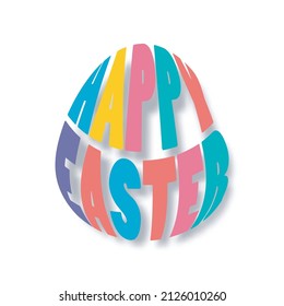 Happy Easter colorful paint lettering, Easter day festival background banner template isolated vector illustration