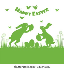 Happy easter colorful postcard background. Vector illustration.