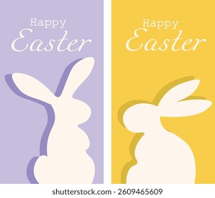 Happy easter colorful rabbits phone wallpaper set, Easter concept, Wallpaper vector. Phone wallpaper, Vector illustration. Trendy background.