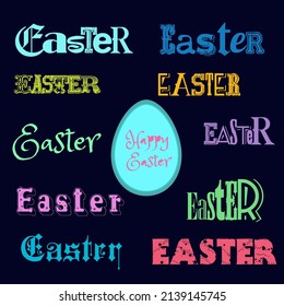 Happy Easter Colorful Stylish Greetings Typography