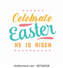 Happy Easter colorful typography design card. Isolated on white background. Lettering.