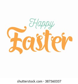 Happy Easter colorful typography design card. Isolated on white background. Lettering.