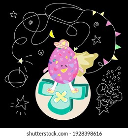 Happy Easter colorful vector on black sky, stylish, simple design, can be applied to a variety of applications