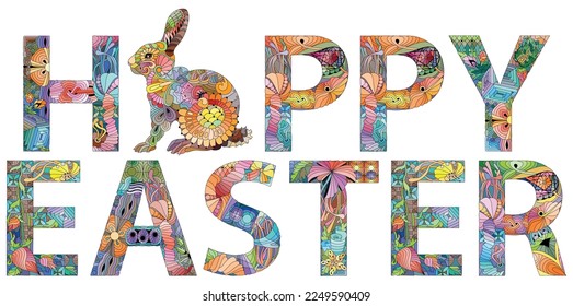 Happy Easter. Colorful vector word isolated on a white background