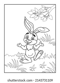 Happy Easter Coloring Page for kids. Coloring book for relax and meditation.