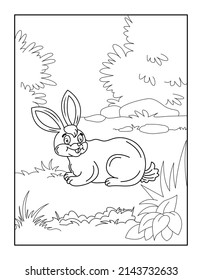 Happy Easter Coloring Page for kids. Coloring book for relax and meditation.