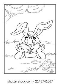 Happy Easter Coloring Page for kids. Coloring book for relax and meditation.