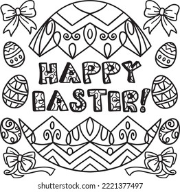 Happy Easter Coloring Page for Kids